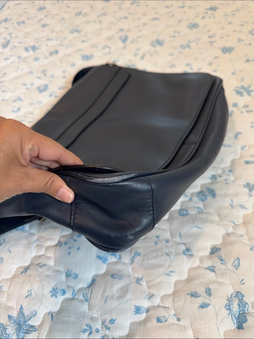 Michael Kors Navy Leather Messenger Bag